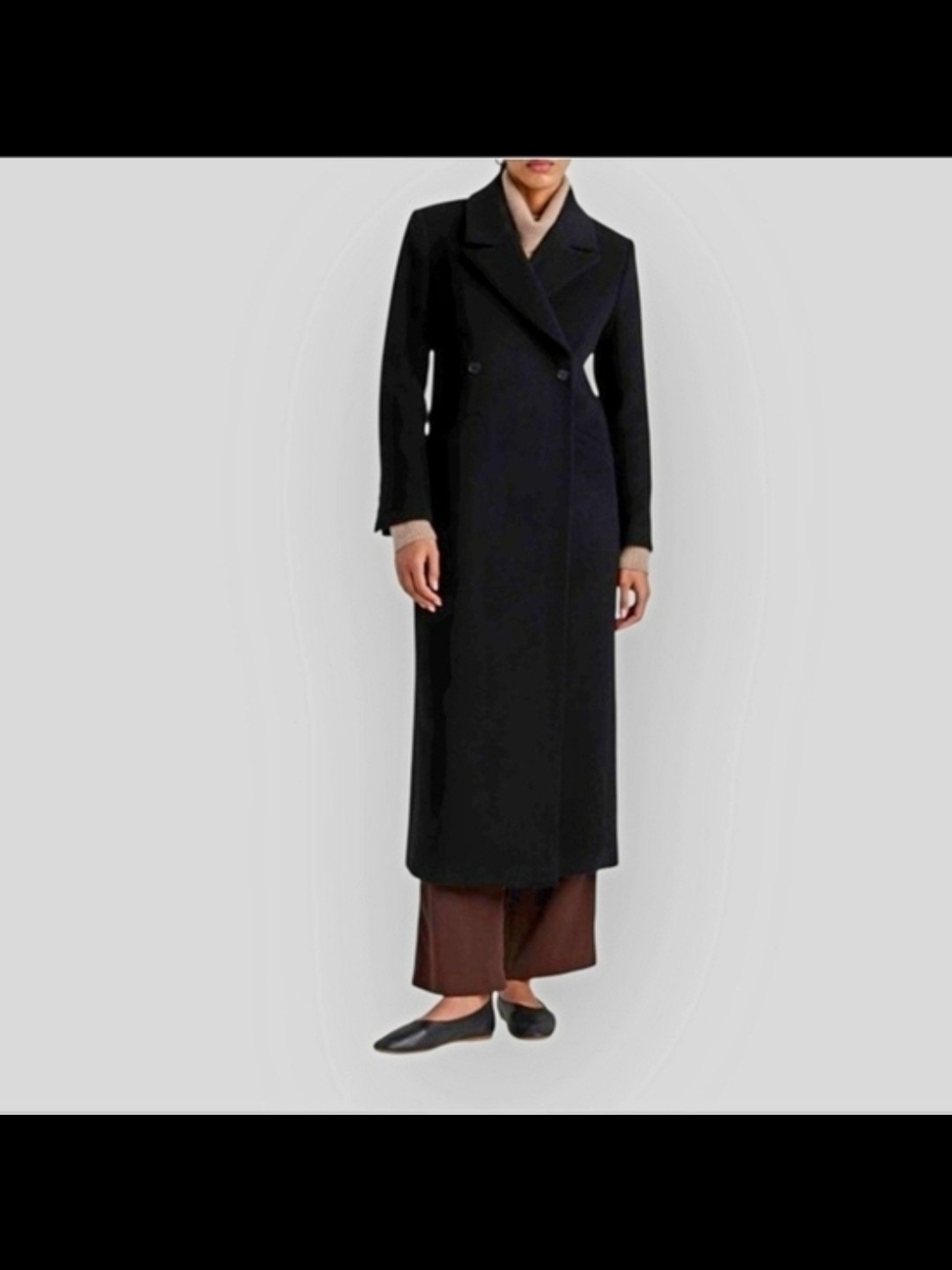Quince Wool Cashmere Tailored Long Coat Women's S Black NWOT